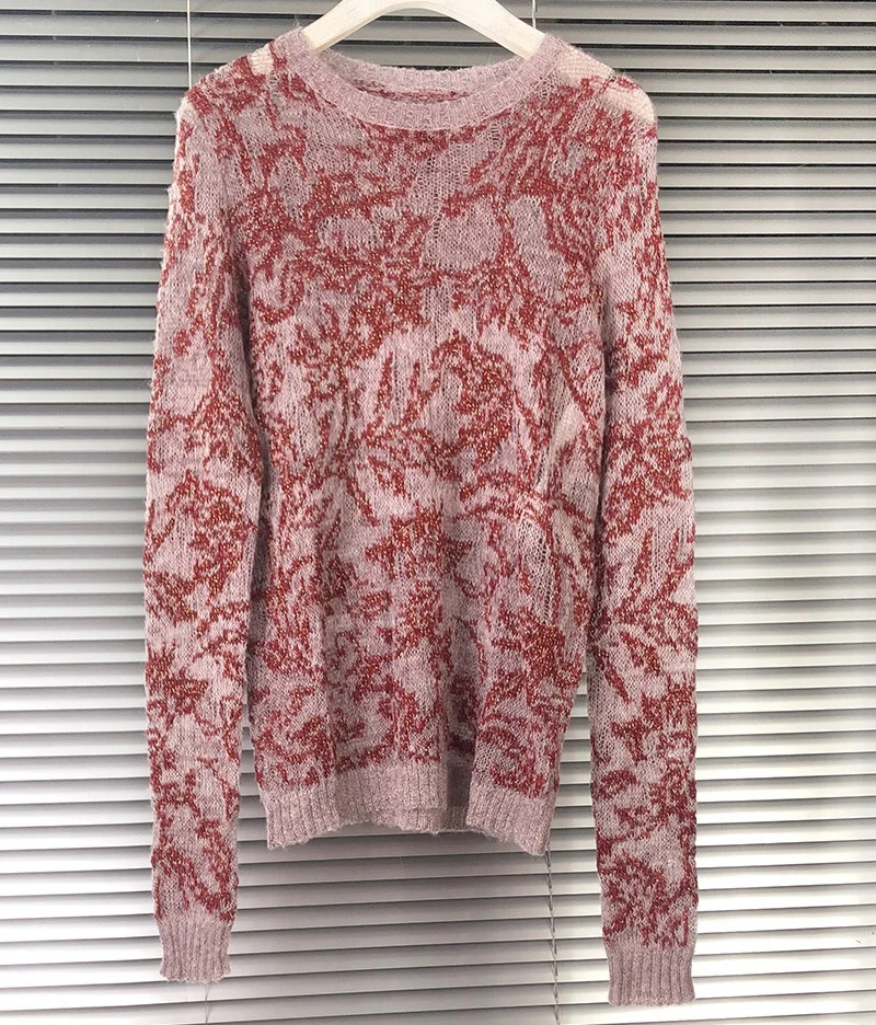 

Женский кашемировый пуловер с вышивкой, Элегантный Тонкий мохеровый пуловер с длинным рукавом и круглым вырезом, в стиле ретро, Осень-зима ...