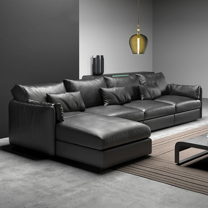 

Sofa Nordic Modern Minimalist Italian Minimalist First Floor Cattle Leather Small Apartment Living Room Combination Luxury