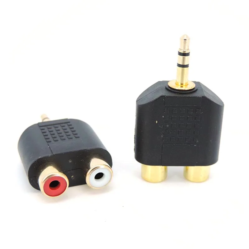 

Gold plated 3.5mm AUX male to 2 RCA Female Audio Adapter Splitter Connector 3pole Stereo for pc Speaker Earphone Headphone