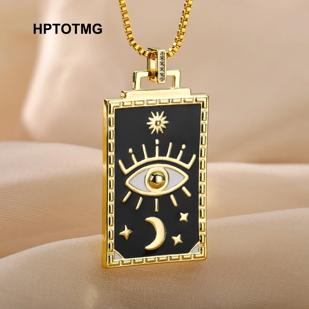 

Goth Tarot Cards Pendant Necklace for Women Vintage Evil Eye Choker Chain Necklace Sun Moon Demon Eye Collar Jewelry Gifts