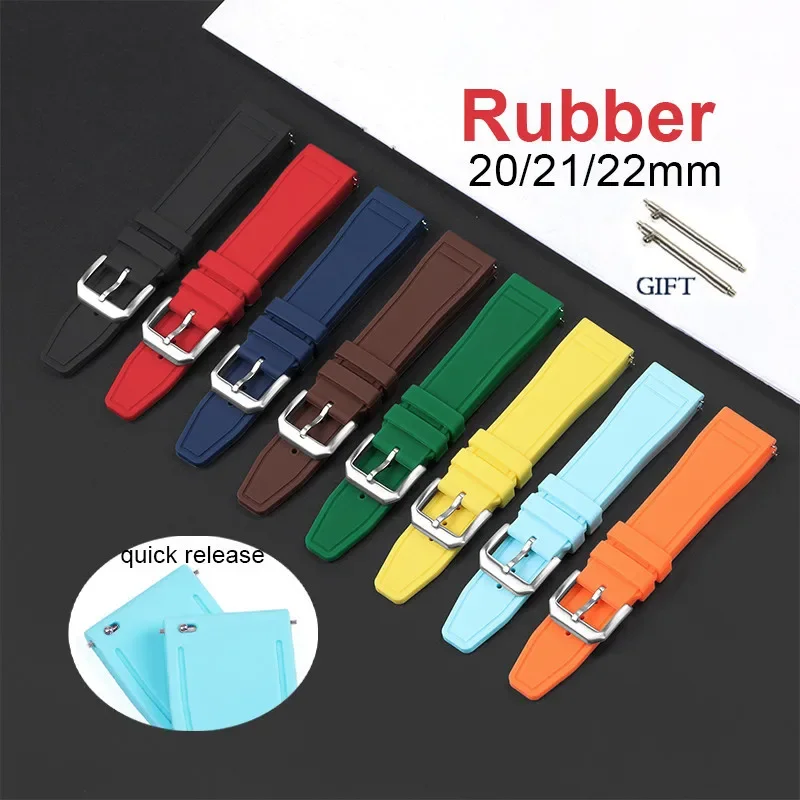 20 мм 21 22 быстросъемный резиновый ремешок для часов универсальный силиконовый