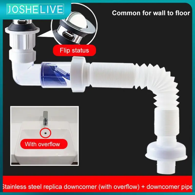 

Drain Tube Bathroom Sink Anti-blocking Washbasin Corrugated Curved Pipe Abs Drain Hose Sewer Deodorant Rotate Expandable Kitchen