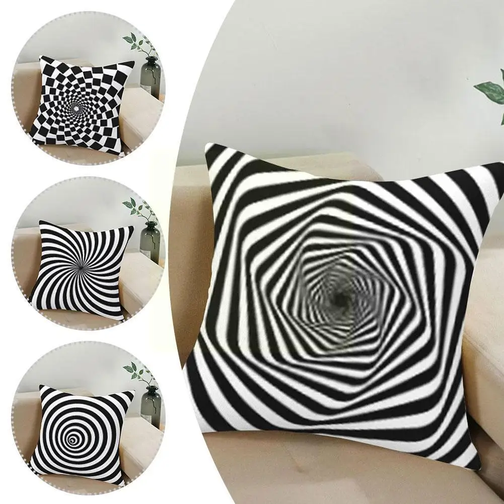

Geometric Black White Pillowcases Decorative Pillowcases Case Throw Polyester Twisted Abstract Fashion Pillow Pillowcase F0C4