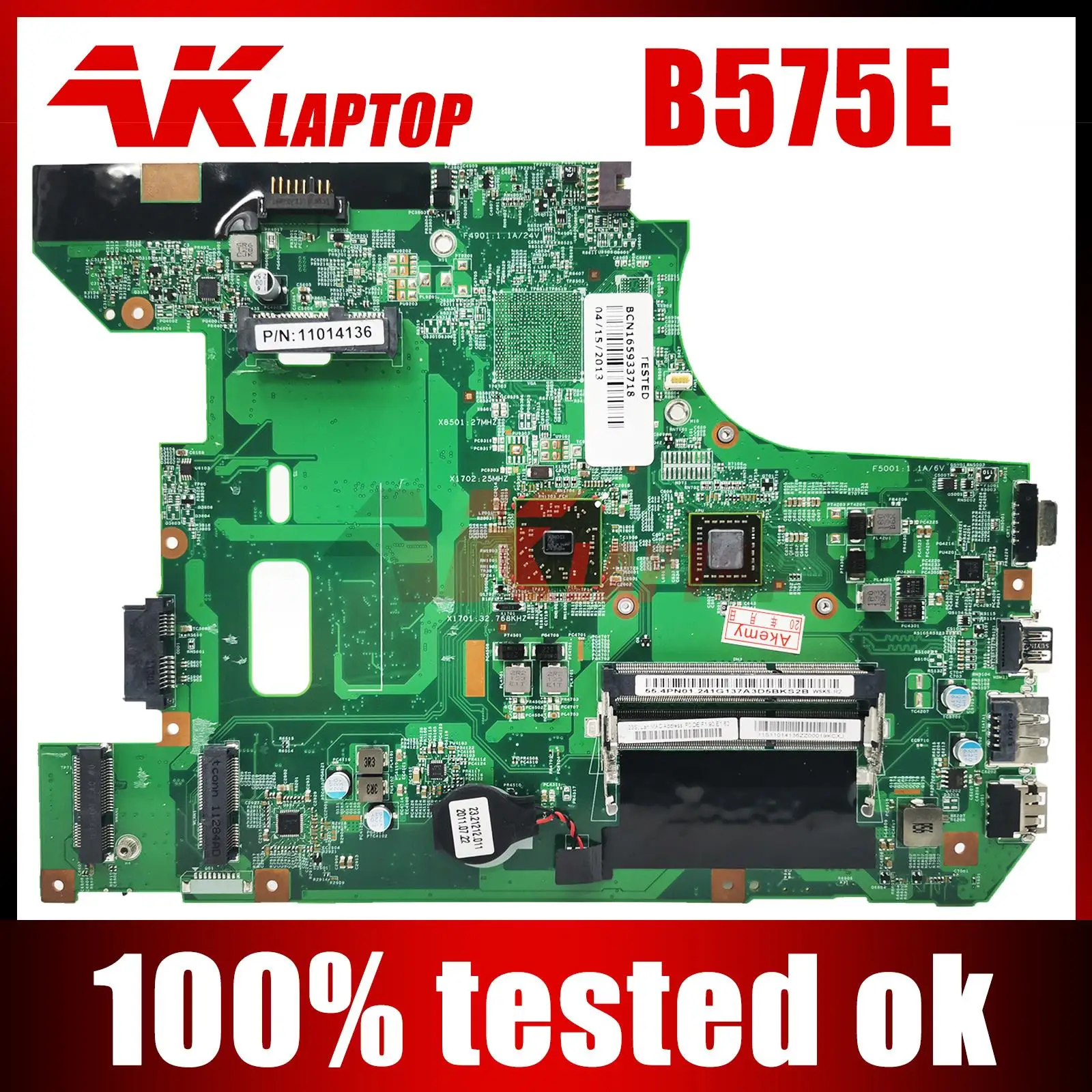 

Материнская плата 48.4VV01.011 для ноутбука Lenovo ideapad B575 B575E, материнская плата DDR3 с процессором AMD 100%, полностью протестирована