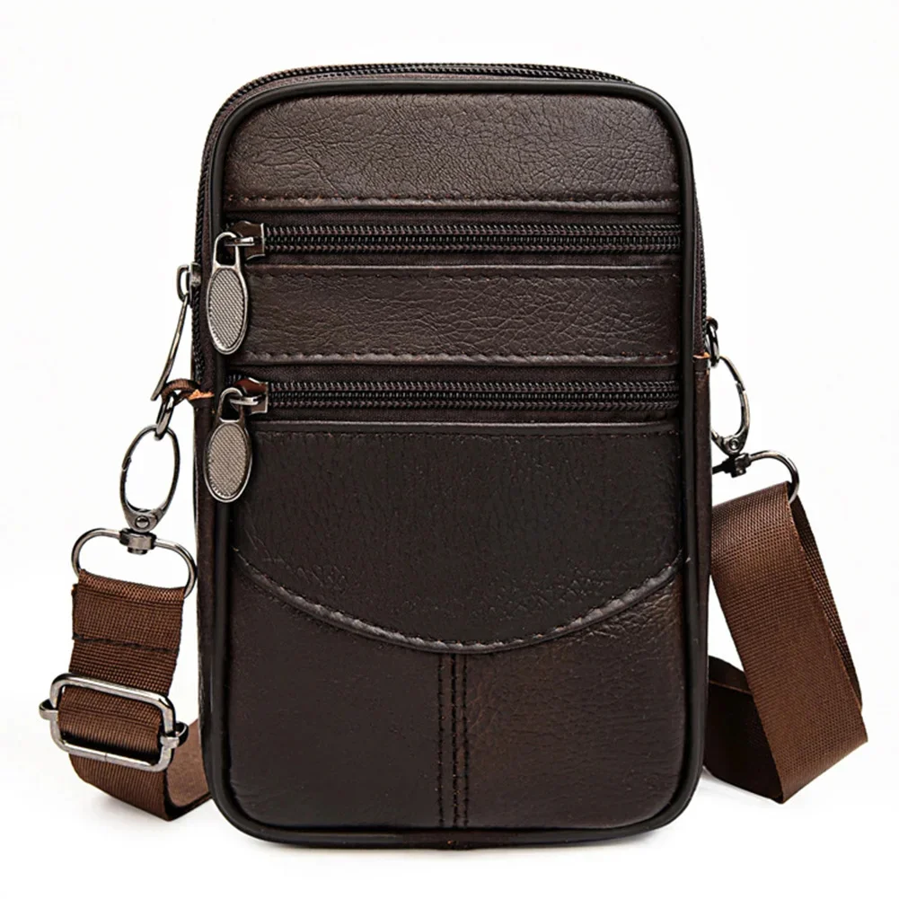 

Genuine Leather Waist Fanny Pack Men 2023 Cell Phone Belt Pack Cross Body Bag Waterproof Messenger Waist Bag Phone Purse Outdoor