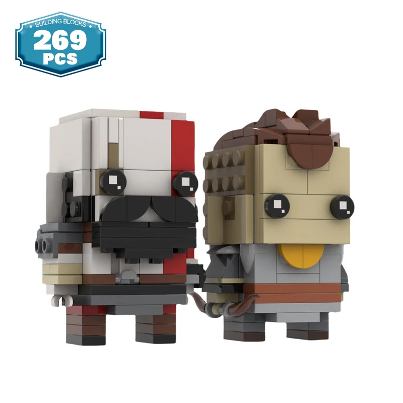 

MOC Adventure God of Wared Kratos and Atreus Brickheadz Action Figures Building Blocks Set Game Characters Bricks Kids Toy Gifts