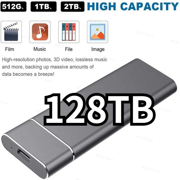 External SSD 2TB 8TB 32TB 64TB 128TB Portable Solid State Drive Hard Drive USB3.1 Type C For Laptop  Жесткий диск