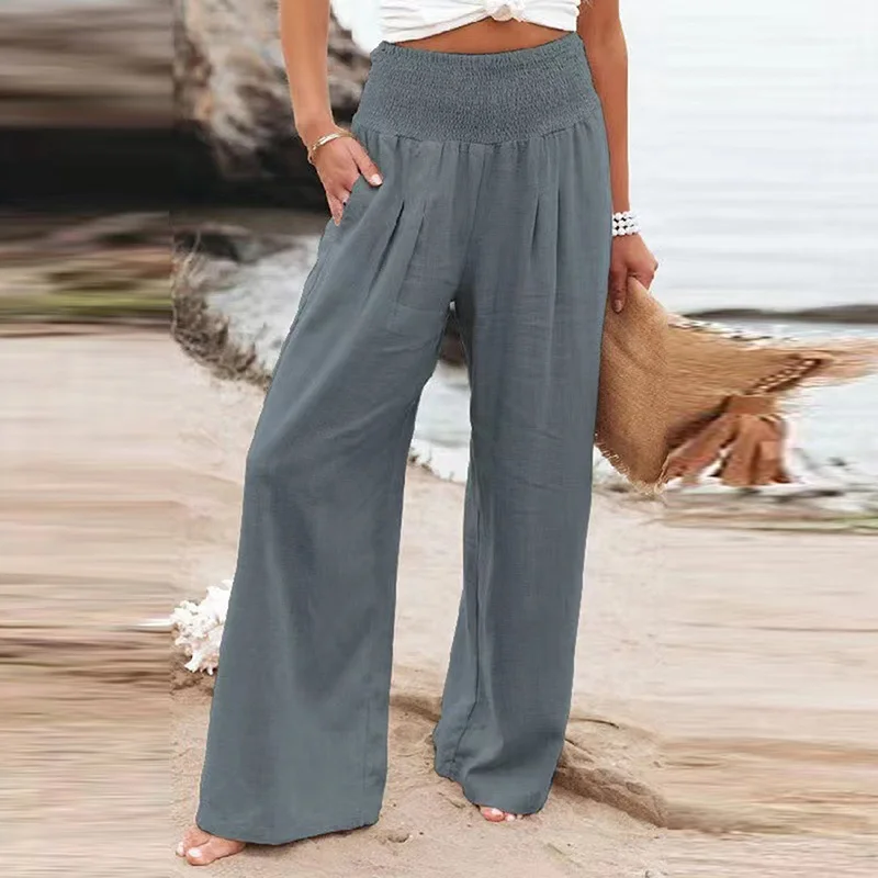 

Female Elegant Wide Leg Straight Pant Loose Summer Vintage Harajuku Solid Color New Sweatpants Women Chic High Waist Trousers