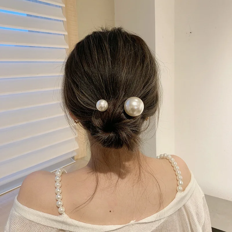 

Women Simulated Pearl Hairpins Stick Wedding Bridal Crystal Hairpin U Shaped Hair Clip Barrette Hair Accessories Hairstyle