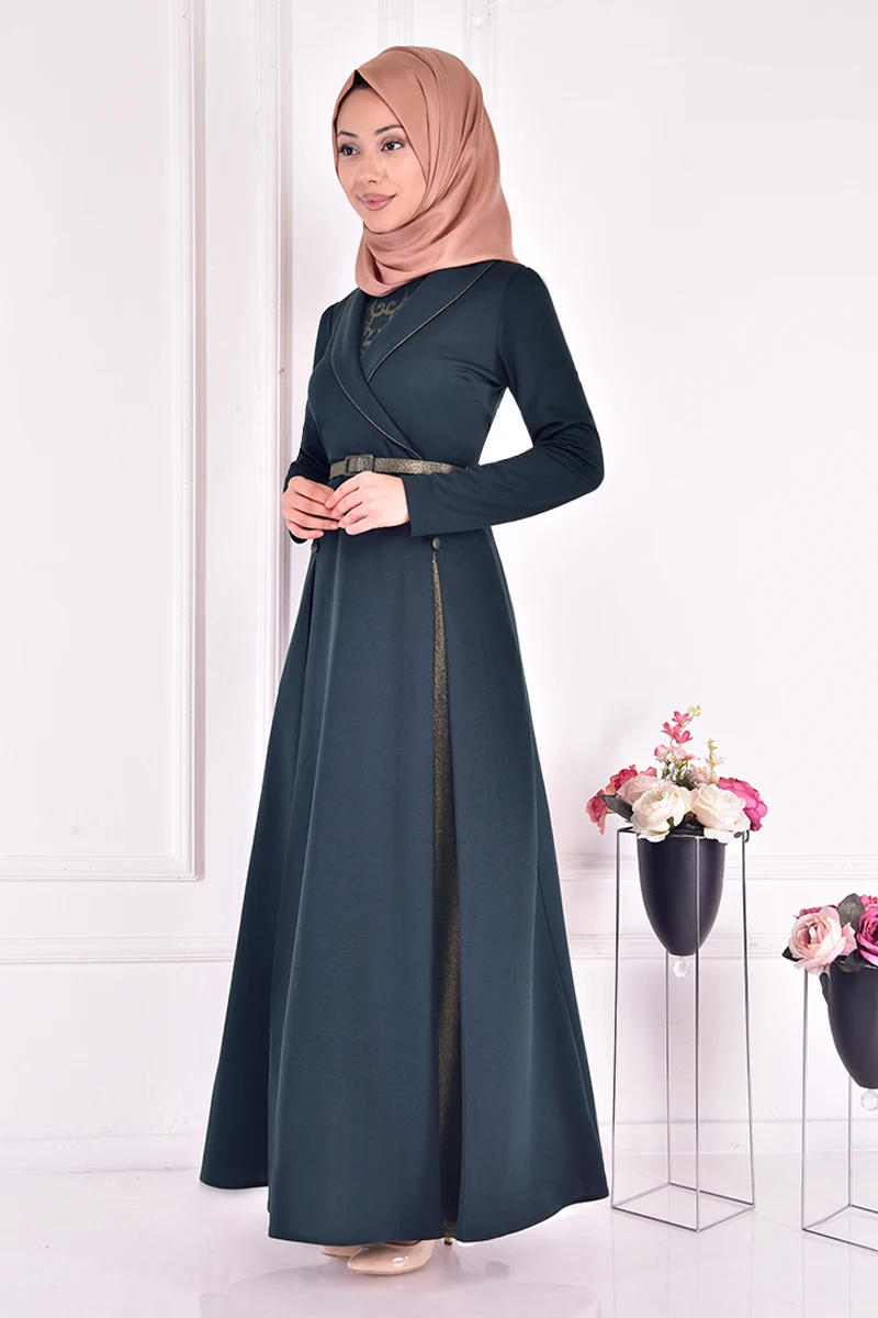 Арочное платье, Изумрудный мусульманский женский наряд, захлопывающаяся женская Абая, платье из Турции, магазин мусульманского хиджаба, ...