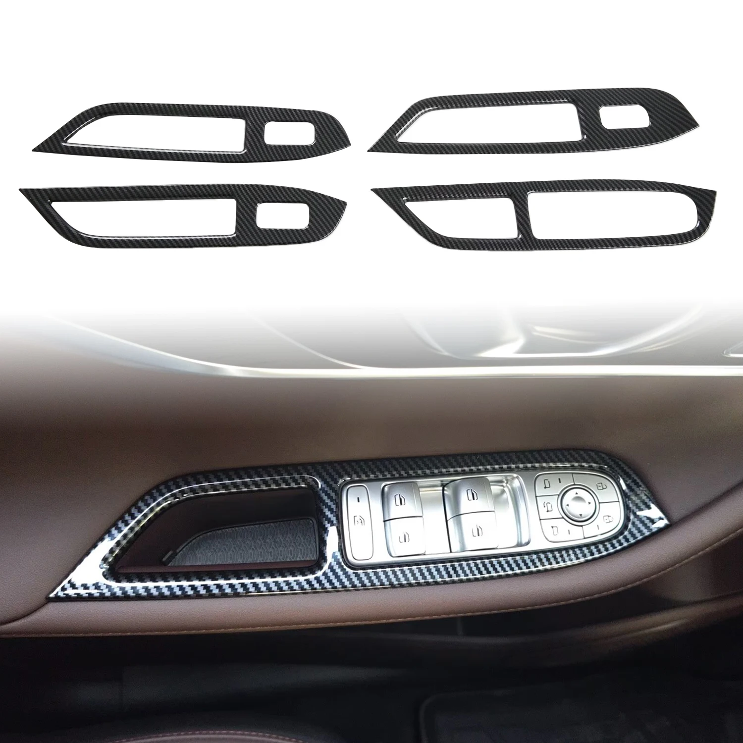 

Для Chery Omoda 5 C5 FX 2023 2024 2025 салон автомобиля переключатель подъема окна крышка отделка ABS карбоновый стиль аксессуары 4 шт.