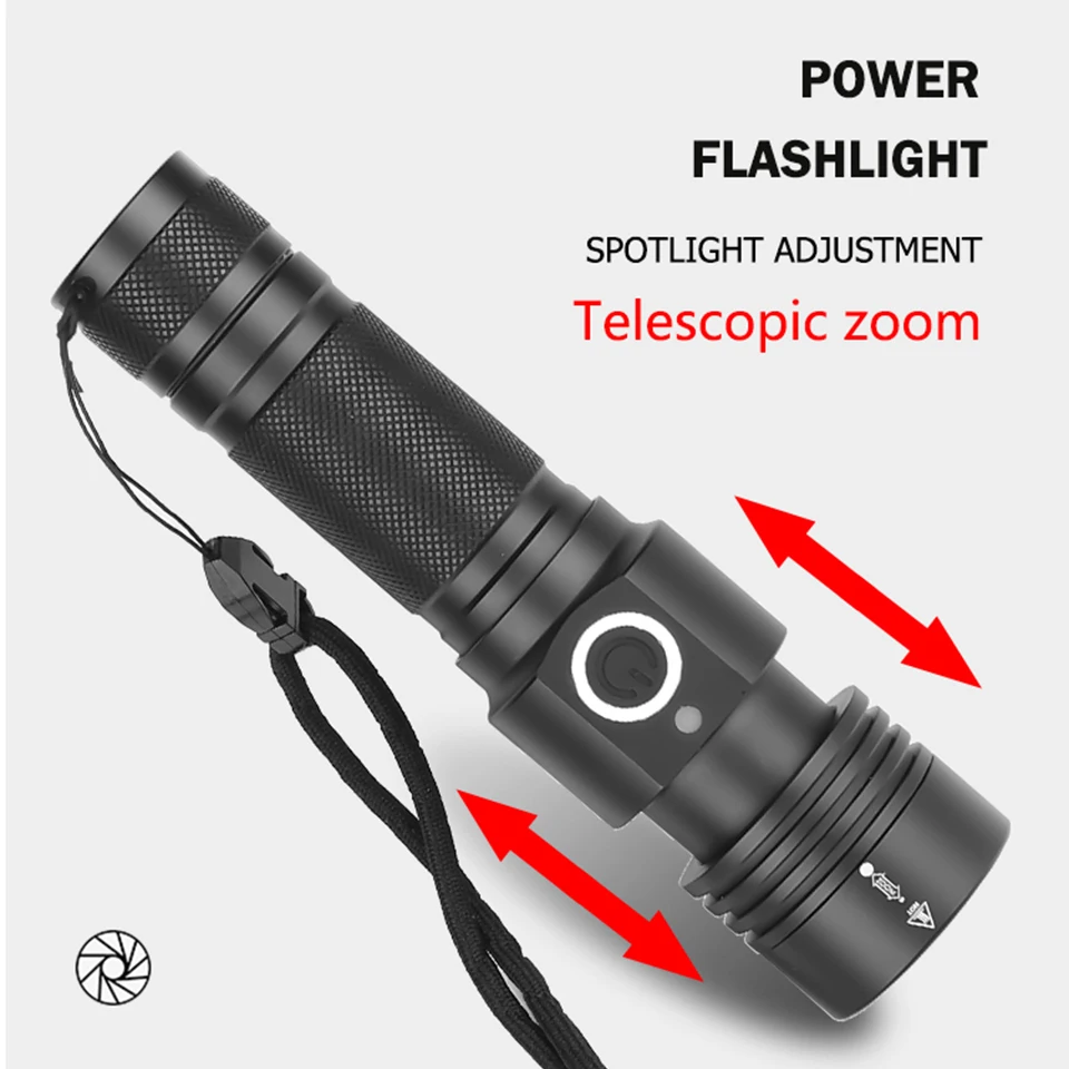 

Велосипедный светодиодный фонарик Xhp50, фонарь с зарядкой от USB и питанием от аккумулятора 18650, магнитный хвост, масштабируемый, 2 в 1, для езды ...