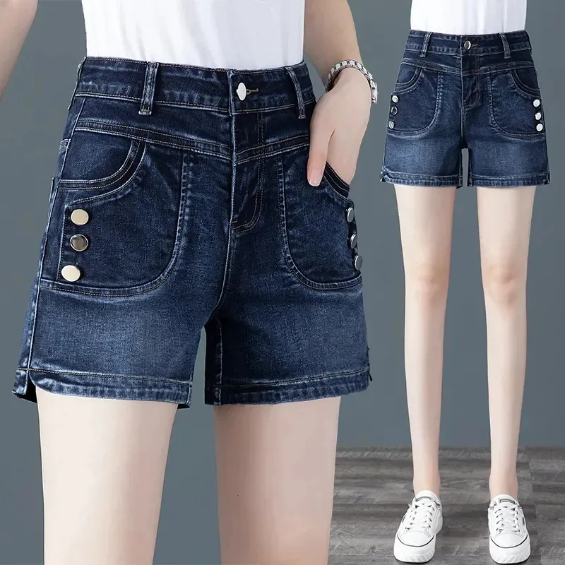 Шорты женские джинсовые с завышенной талией универсальные модные повседневные