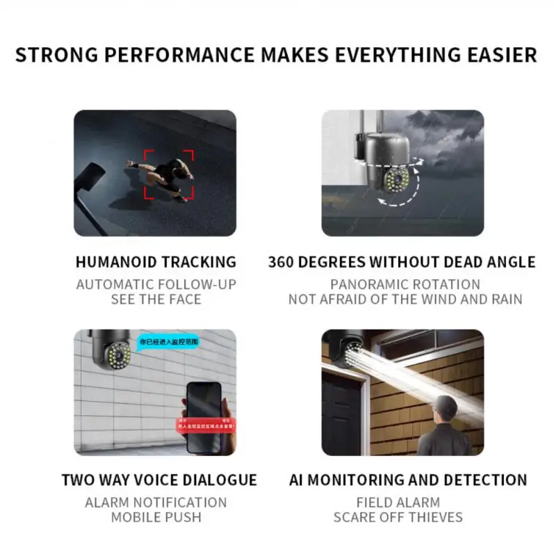 5Ghz Wifi IP Camera Outdoor 2MP Ai Human Detection Auto Tracking PTZ Camera Color IR Home Security CCTV Camera 6 5Ghz Wifi IP Camera Outdoor 2MP Ai Human Detection Auto Tracking PTZ Camera Color IR Home Security CCTV Camera 6