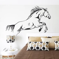 pvc black running horse wall sticker removable vinyl art mural home decor jump horse wallpaper