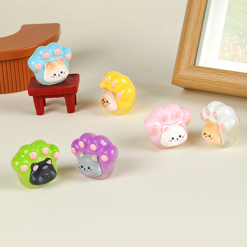 Милая Мини светящаяся кошачья лапа украшения мультяшный котенок микро