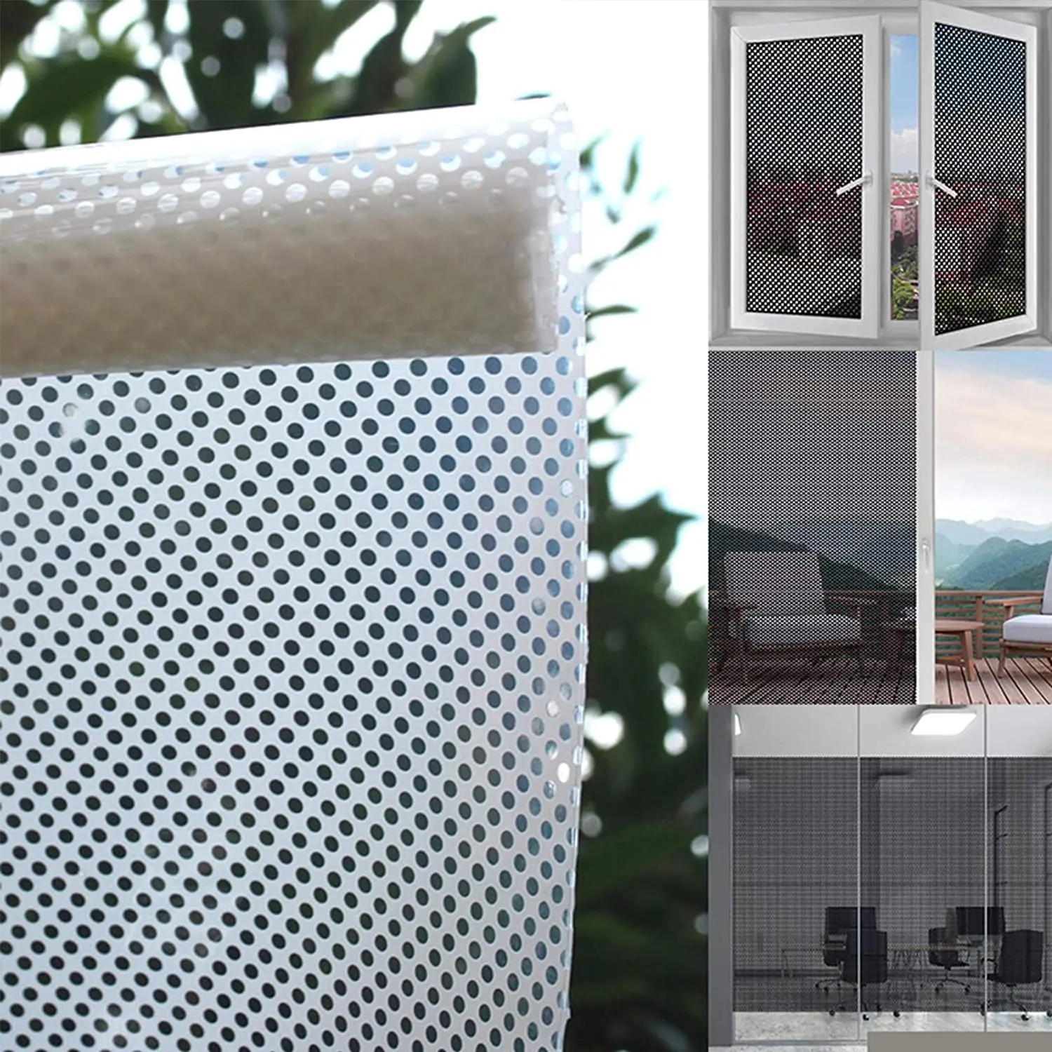 

With Glue Mesh Window Film Privacy Stained Glass film Self Adhesive Window Vinyl Sticker for UV Blocking Heat Control Sticker