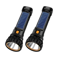 powerful led flashlight solarusb charging 1200mah portable flashlights outdoor emergency camping lamp waterproof torch 3 modes