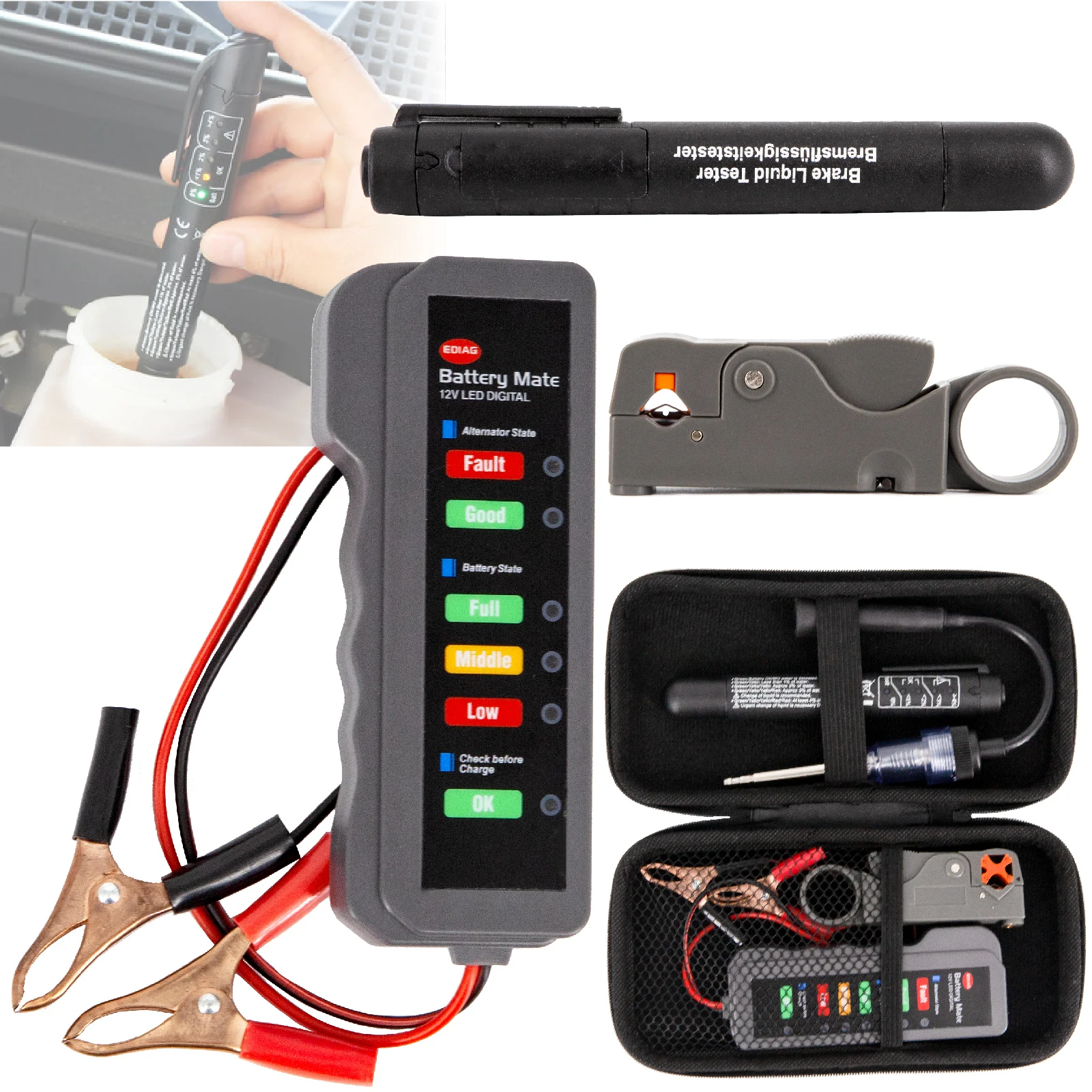 

Универсальный автомобильный детектор неисправности 12 В тестер аккумулятора цифровой тестер генератора переменного тока инструмент для диагностики мотоцикла автомобиля предметы первой необходимости для ремонта автомобиля