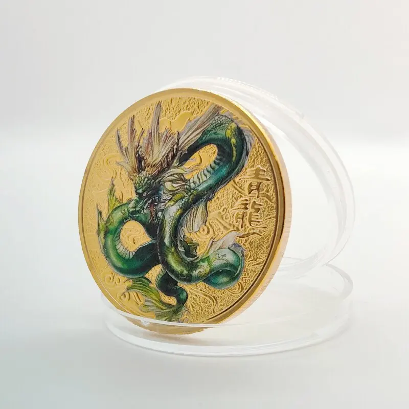 

Коллекция сувенирных монет Four Great God Beast Dragon Tiger Zhuque God Beast Памятная медаль Lucky Gold Coin