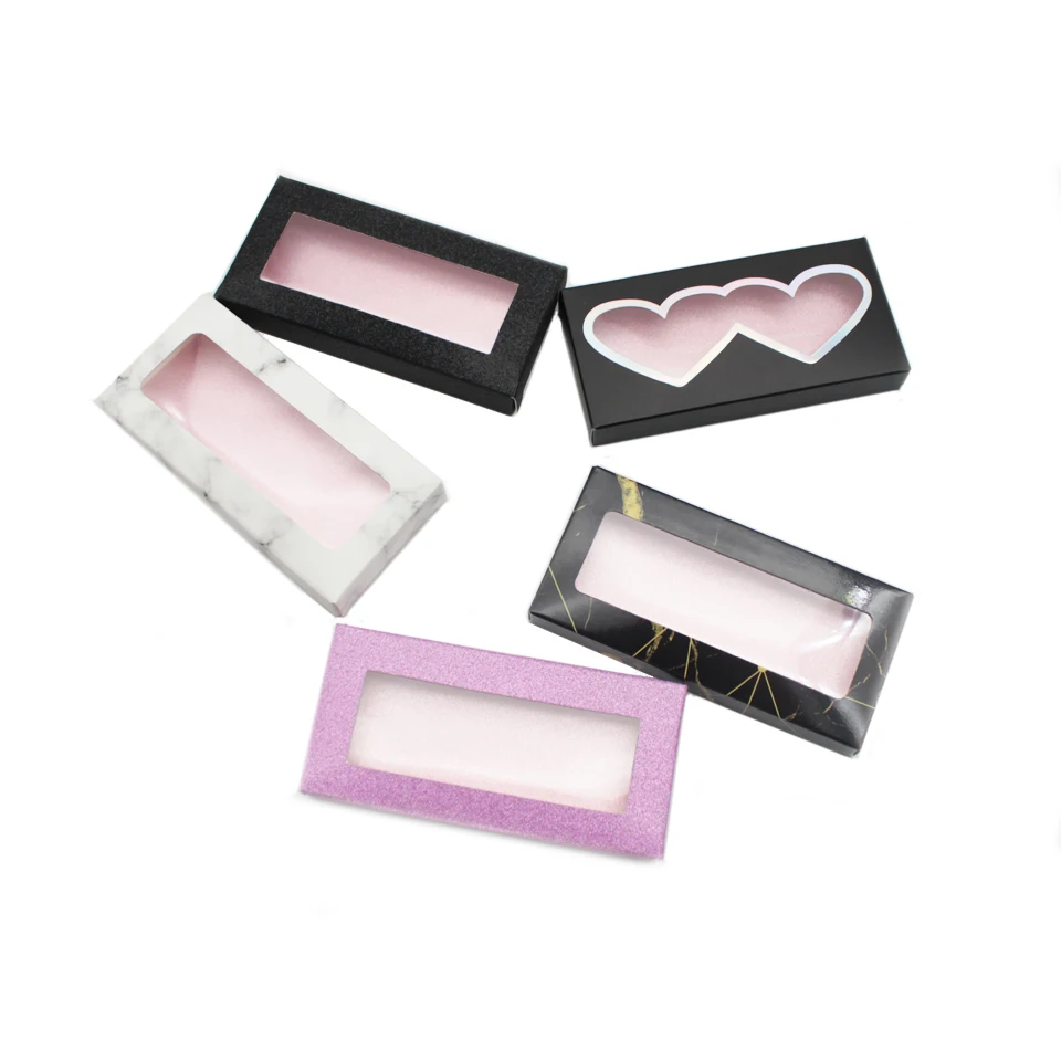 Cajas de embalaje para uñas, accesorios para herramientas de maquillaje de pestañas, color negro/Mármol, venta al por mayor