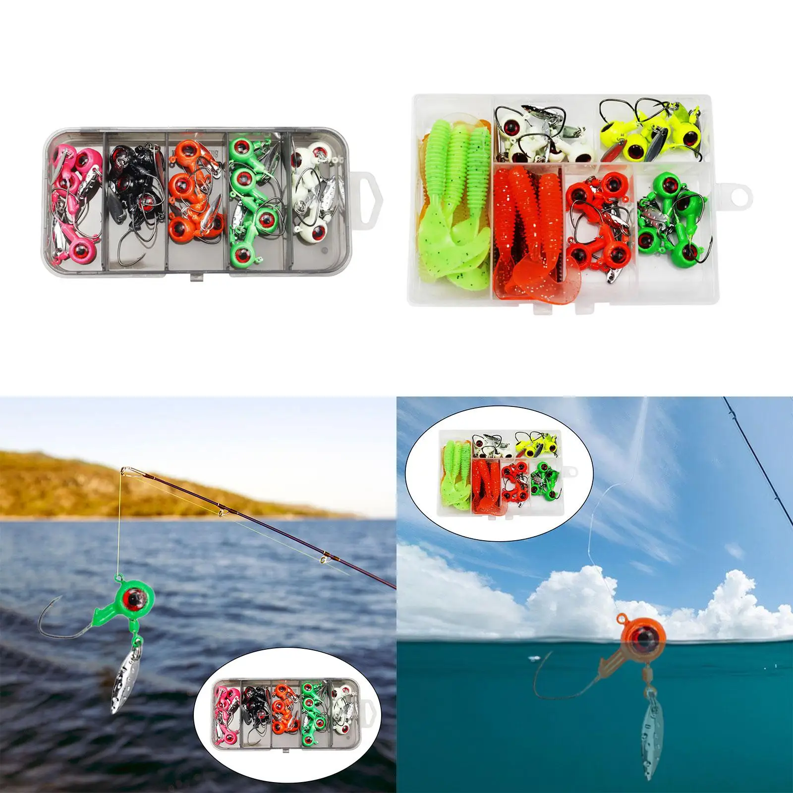 

Fishing Jig Heads Fishing Baits Assorted Realistic Eyes Sharp Fishing Hooks