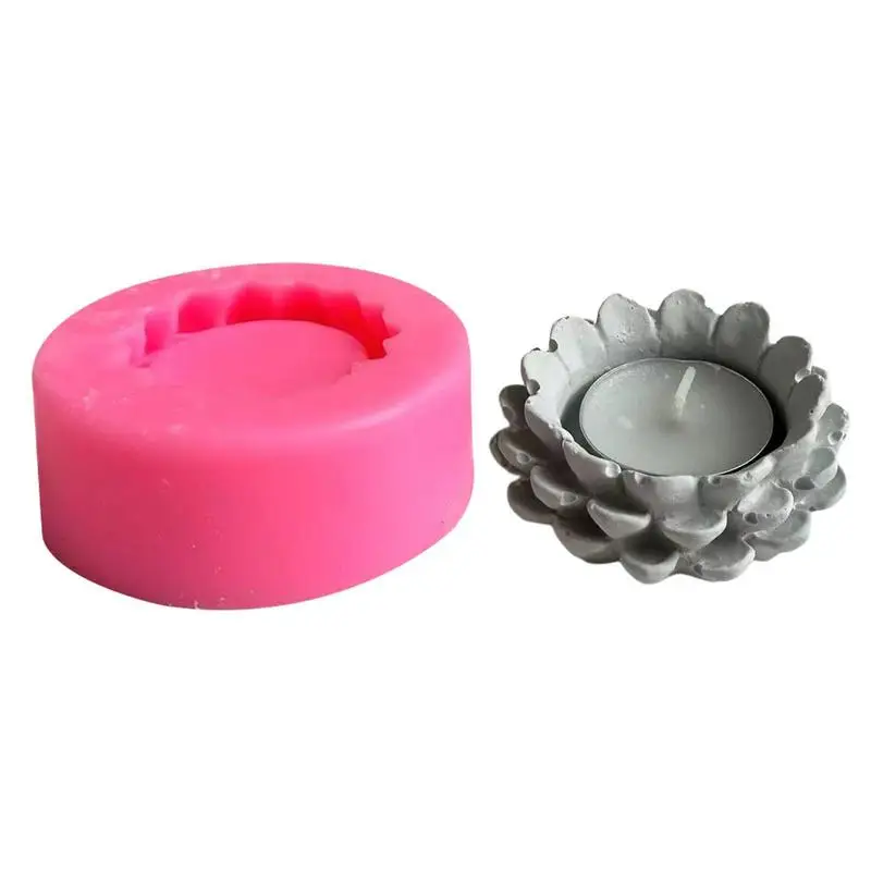 

Creative Silicone Tealight Candle Holder Mold Tray Pine Cone Candlestick Stand Multipurpose Christmas Molds For Home Desk Decor