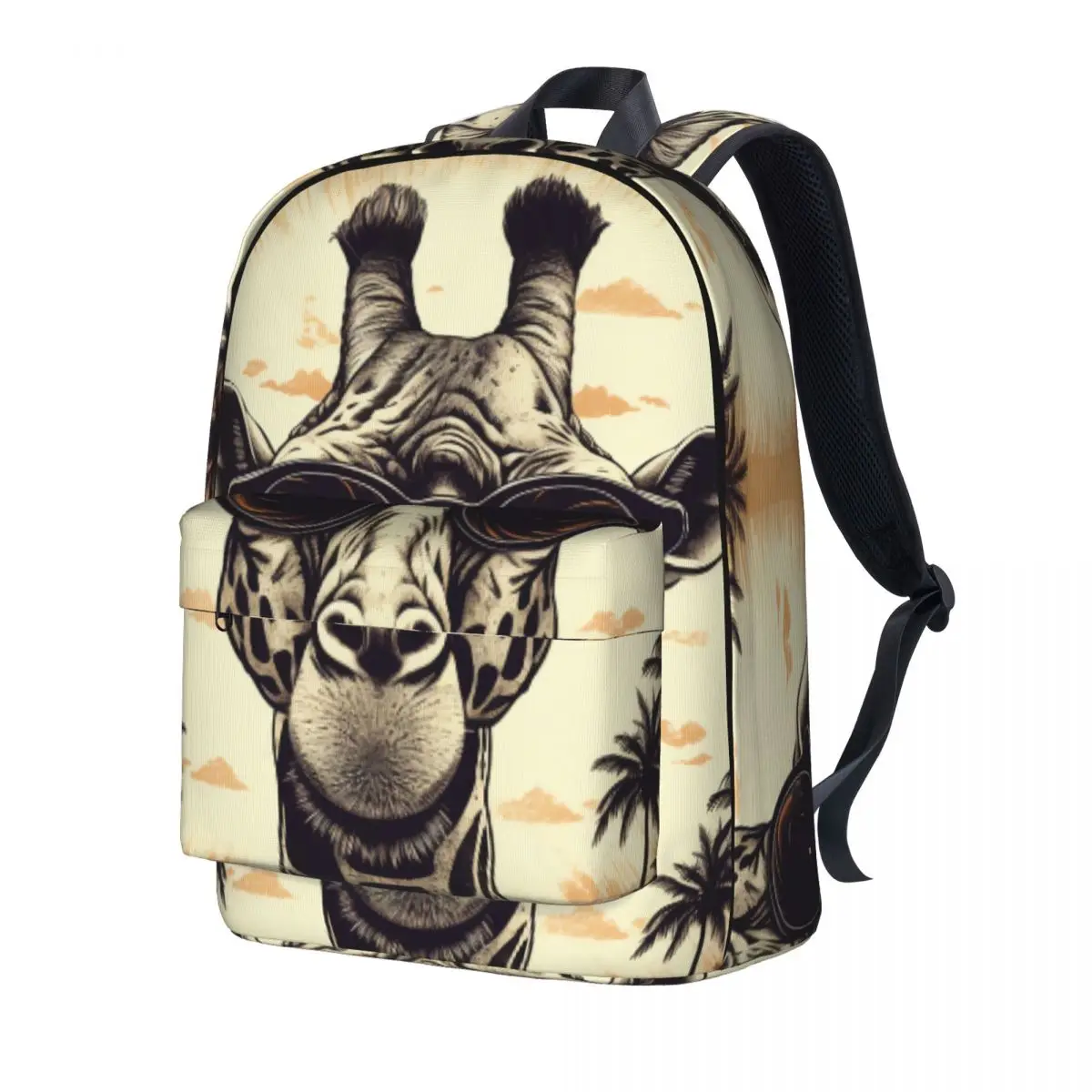 

Giraffe Backpack Retro Animals With Sunglasses Cycling Backpacks Student Novelty High School Bags Design Large Rucksack