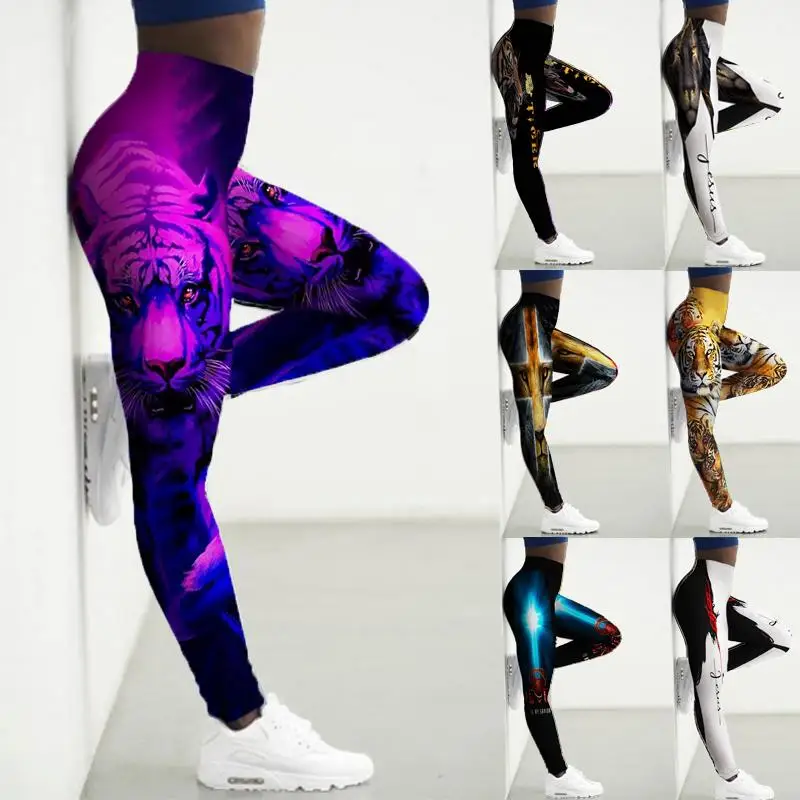 

Leggings Women High Waist 3D Printed Tiger Yoga Pants Tights Gym Clothing Animals Workout Legging Fitness Leggins Ladies Legins