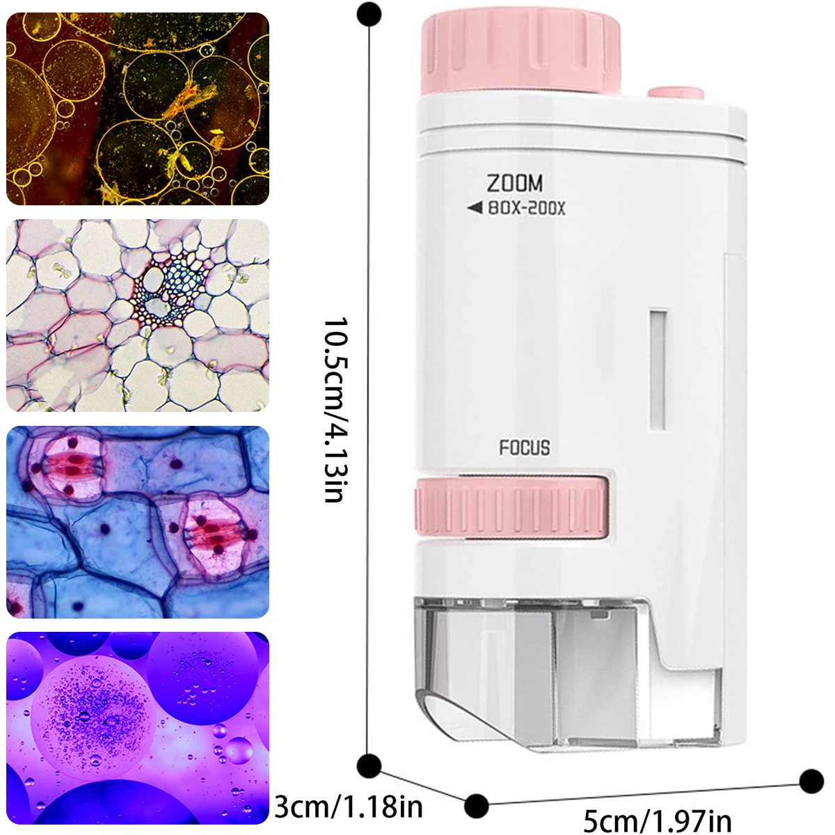 Портативный ручной мини-микроскоп 60-200x электрический микроскоп с высокой
