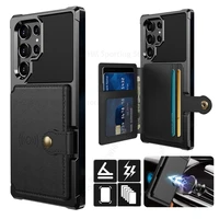 magnetic leather flip card slot kickstand case for samsung s22 ultra s21 fe s20 s10 s9 plus a52 a72 heavy duty protective cover