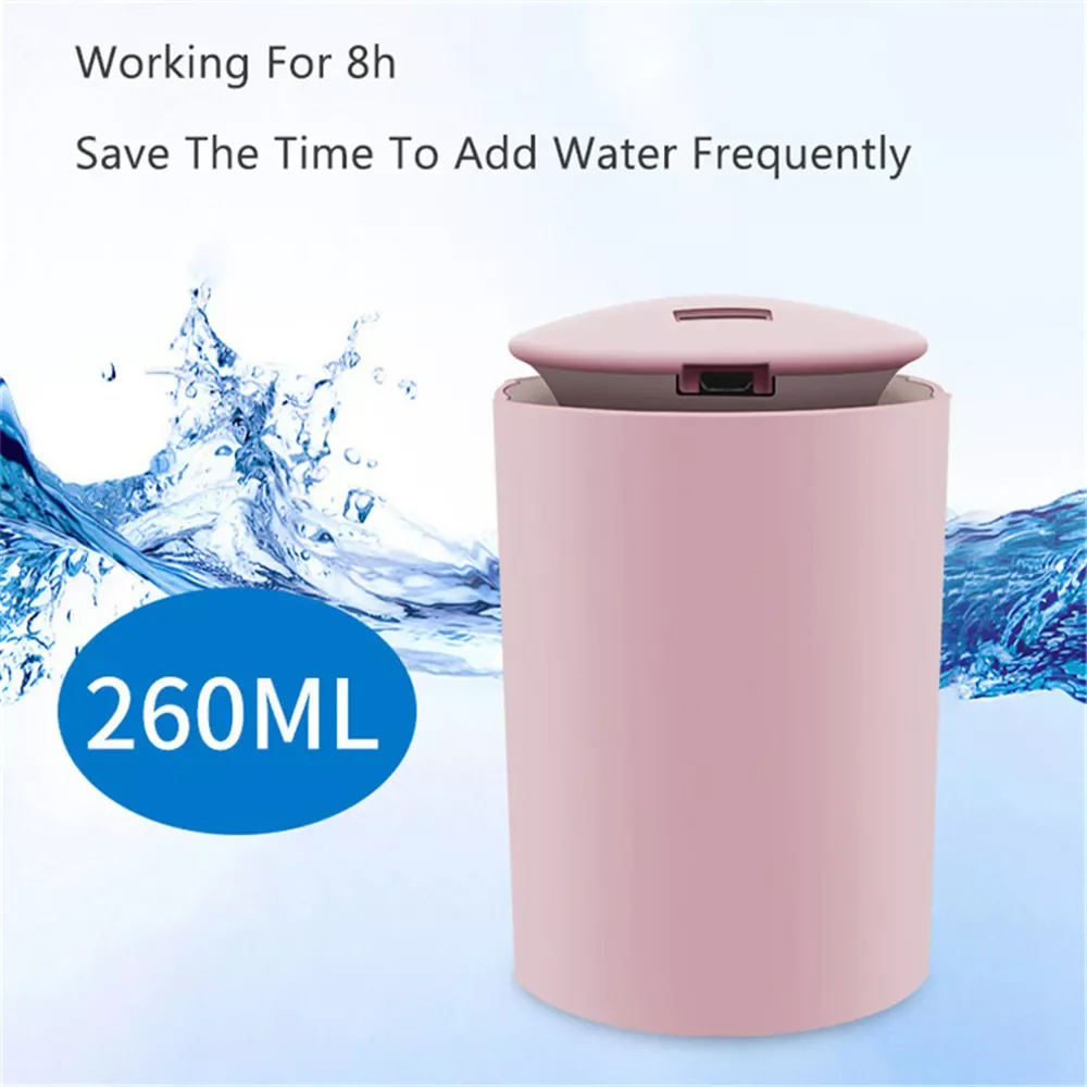 

Humidifiers for Bedroom 260ml Small Cool Mist Humidifier Quiet Ultrasonic Air Humidifiers for Baby Plants Home Night Light Easy