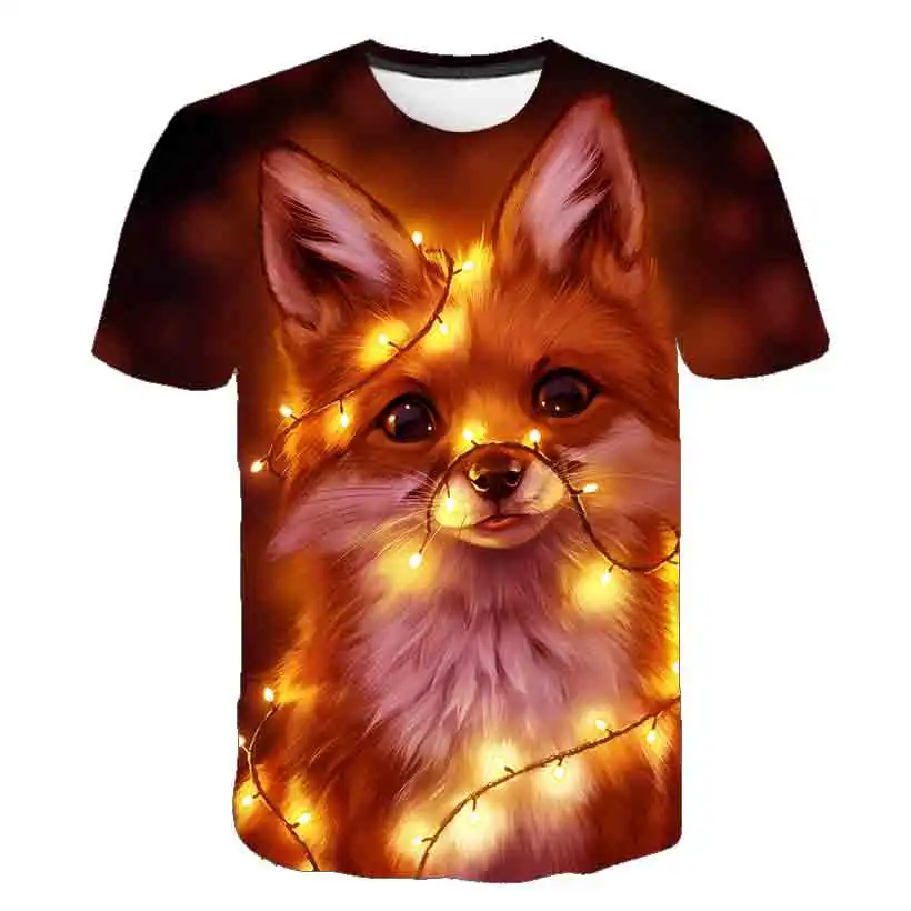 

Boys Lighting Cat T Shirt Kids Animal 3D Print Cartoon Fox T-Shirt For Girls Child Cute T-Shirt Children Tees Tops Baby Tshirts