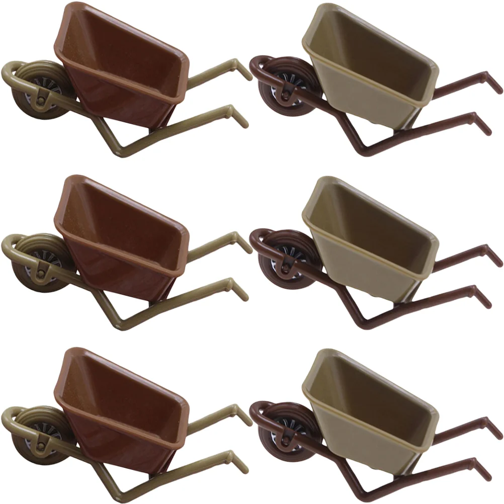 

6 Pcs House Trailer Micro Garden Accessories Landscape Decoration Plastic Mini Wheelbarrow Child Scene Layout Props