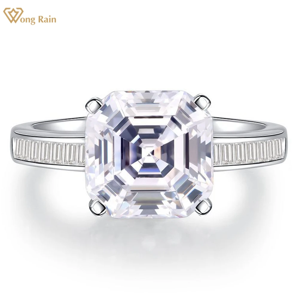 

Wong Rain, классика, Стерлинговое Серебро 925 пробы, 5CT, Asscher Cut, лабораторный Сапфир, драгоценный камень, обручальное, хорошее ювелирное изделие, Женское кольцо, рождественский подарок