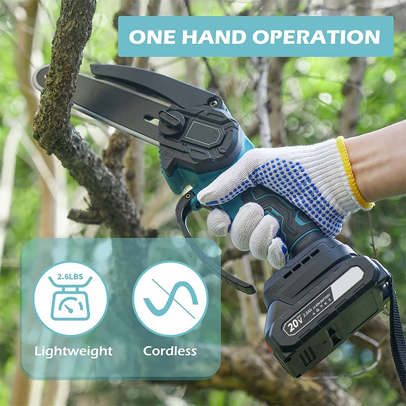 6-дюймовая портативная ручная электрическая аккумуляторная цепная пила для