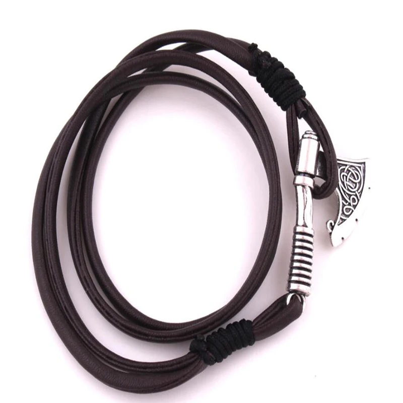 

Classic Mens Axe Viking Bracelet Irish Knot Hatchet Handmade Braided Multilayer Leather Pirate Bracelet For Male Hand Jewelry