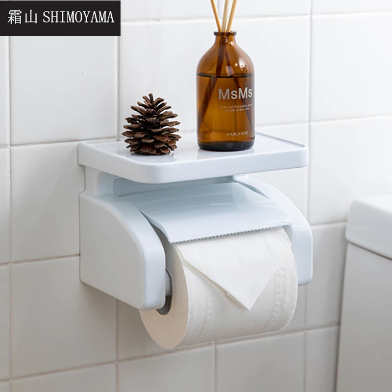 

SHIMOYAMA Paper Towel Holder Roll Paper Rack Wall Mounted Bathroom Free Punch Tissue Paper Organizer Box Toilet Accessories