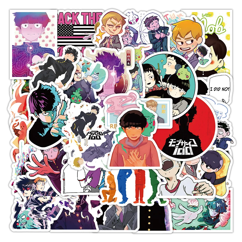 

10/30/50PCS Mobu Saiko Hyaku Graffiti Stationery Stickers Mob Psycho 100 Luggage Laptop Skateboard Moto Bicycle Guitar Fridge