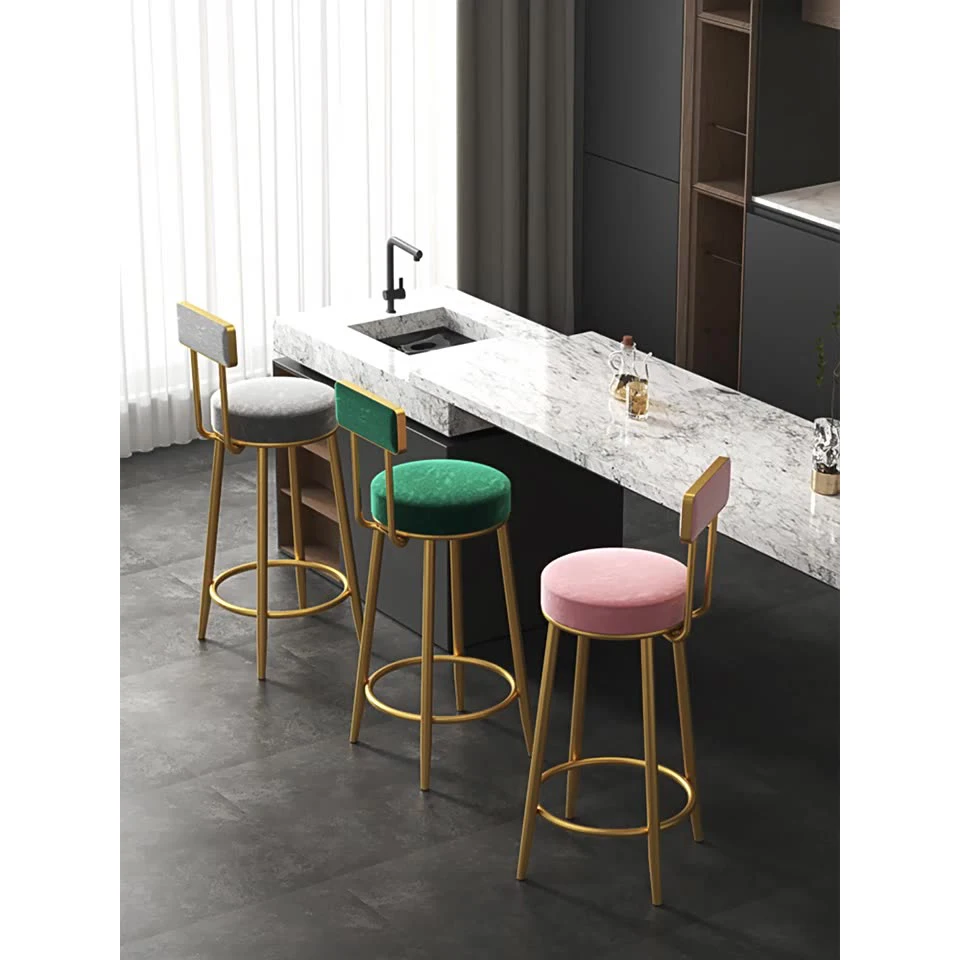 Скандинавские барные стулья простые домашние столовые золотой кронштейн