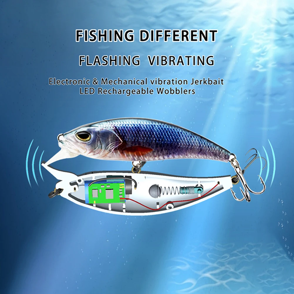 

LED Minnow Fishing Lure Plastic Electric Minnow Fishing Lures Rechargeable Luminous Topwater Night Pesca for Trout Perch Fishing