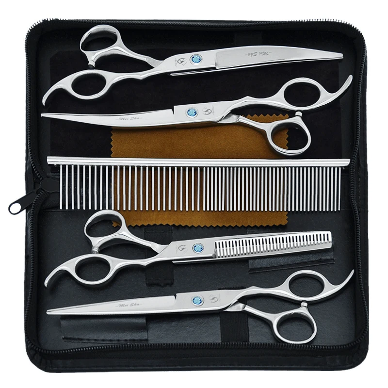 

7 inch Meisha Japan Steel Pet Grooming Scissors Set High Quality Dog Scissors Animal Cutting Thinning Curved Shears B0011A