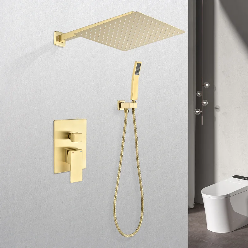 

12" Rain Shower Head Systems Wall Mounted Shower Gold Brass [US Stock]