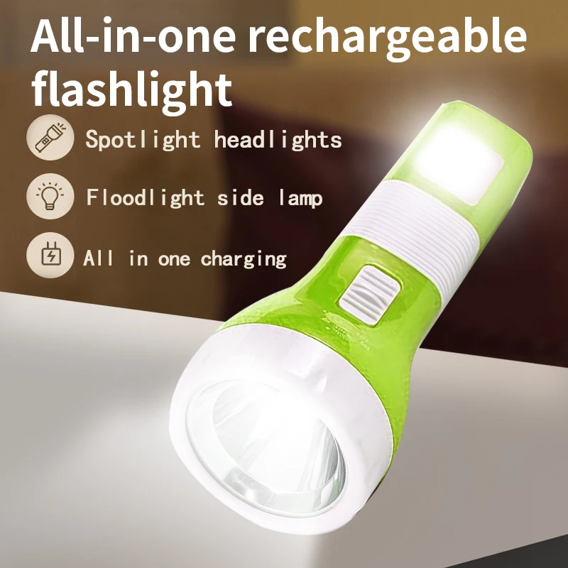 LED outdoor portable flashlight ABS material small multifunctional rechargeable flashlight