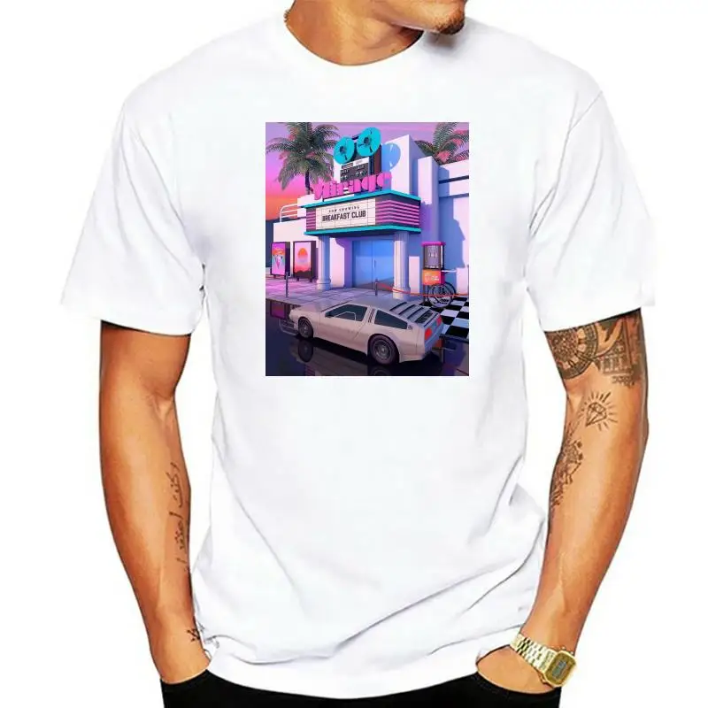 

Мужская футболка Ретро кинотеатр Synthwave, футболка с принтом, футболки, Топ