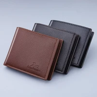 hot sale mens wallet new casual two fold short horizontal mens pu leather solid color male open coin purse luxury brand wallet