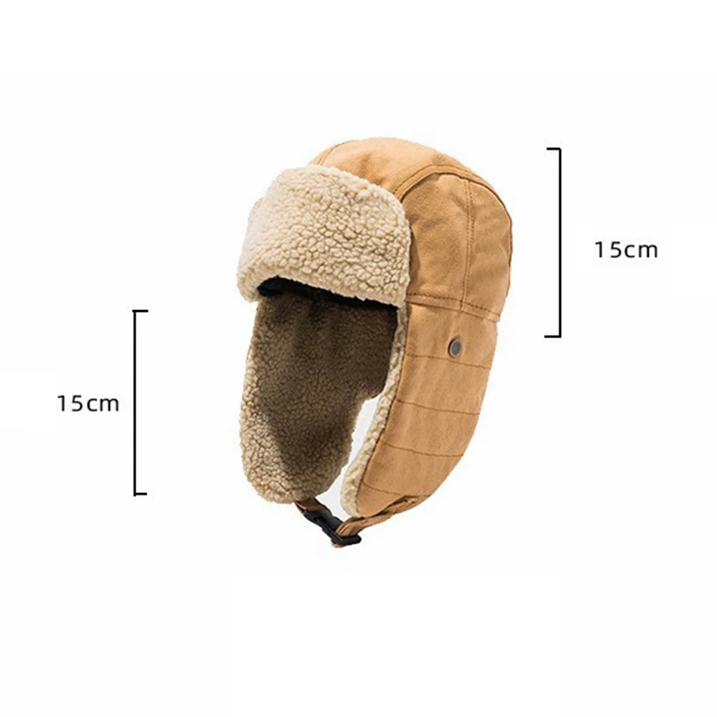 Шапка-бомбер для мужчин и женщин толстая теплая русская ветрозащитная шапка