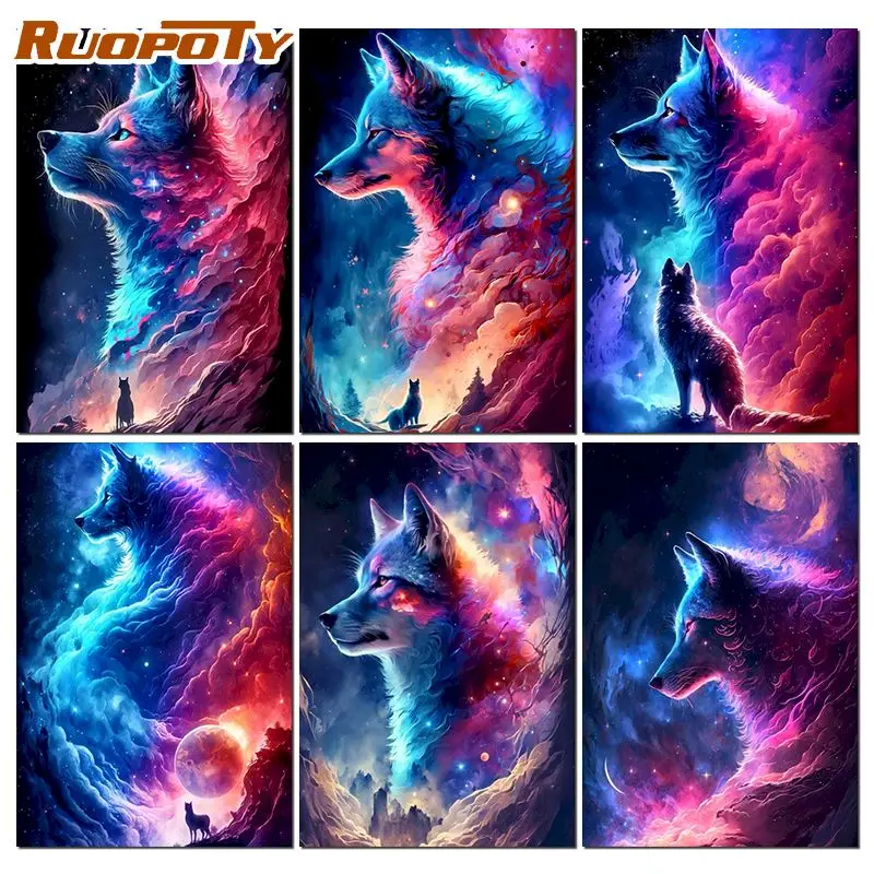 

RUOPOTY 5D Diamond Painting Rhinestones Mosaic Sale Cross Stitch Diamond Embroidery Wolf New Arrival Home Decoration