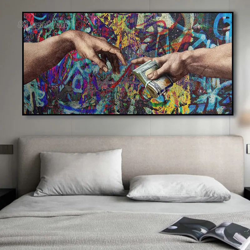 Микеланджело всемирно известная живопись граффити искусство носить деньги рука