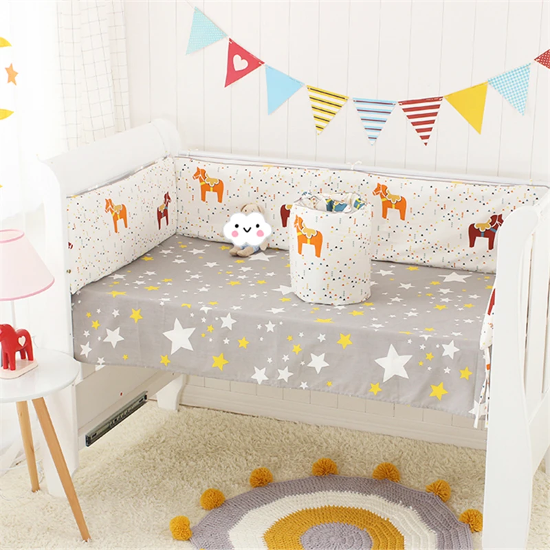 Whashable Kids Bed Protector Bumpers Baby Bedding Sets Newborns Crib Bedding Set Infant Cot Accessori Sheet Pillowcase 6Pcs/Set